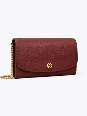 Tory Burch Robinson Pebble Chain Wallet Convertible Crossbody, Crossbody, Claret